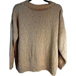 vintage knit sweater long sleeve cowl neck light yellow no size tag large READ